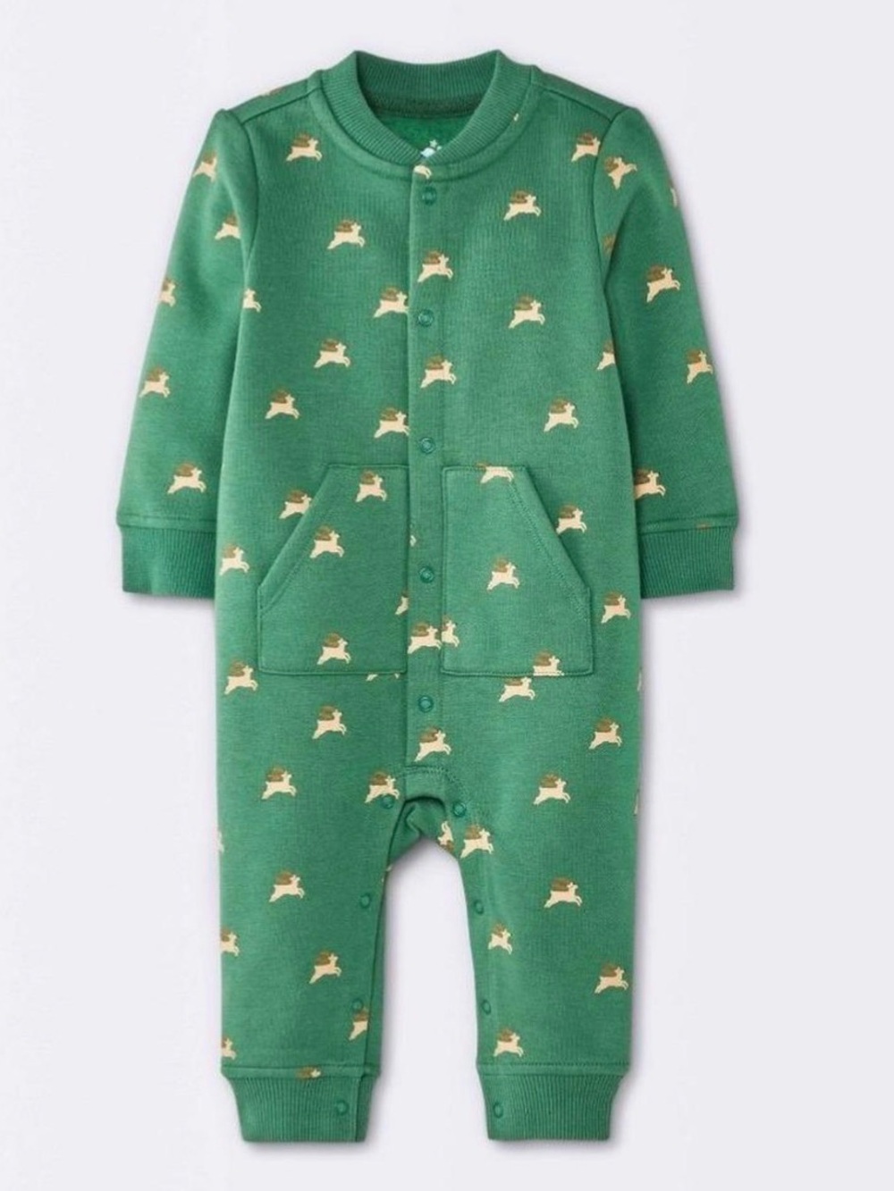 070K Cloud Island Reindeer Print Fleece Lined Romper - Size: 6-9 months